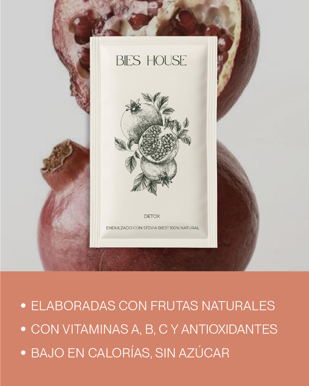 Bebida Instantánea DETOX–Sabor Granada & Frambuesa