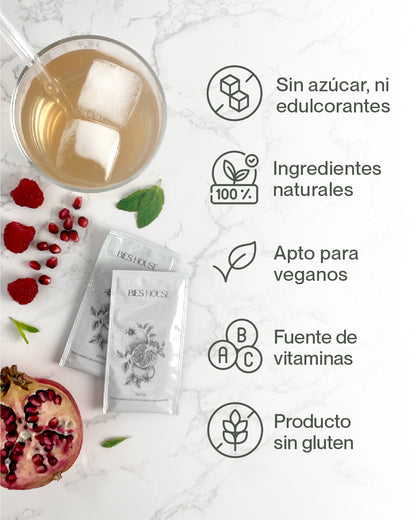 Bebida Instantánea DETOX–Sabor Granada & Frambuesa