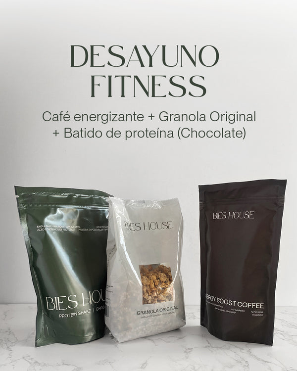 DESAYUNO FITNESS (Café + batido de proteína + granola)