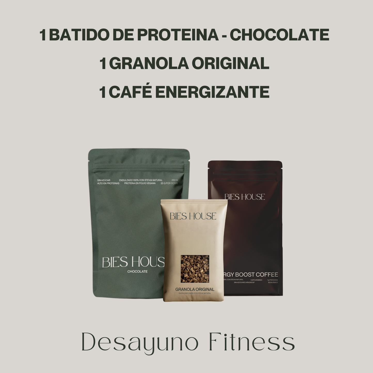 DESAYUNO FITNESS (Café + batido de proteína + granola)