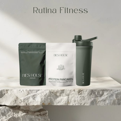 RUTINA FITNESS (Pancakes + batido de proteína + shaker)